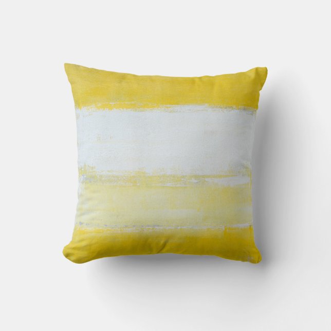 'Snap Shot' Grey and Yellow Abstract Art Cushion (Front)