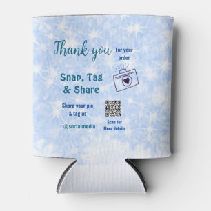 Snap tag share social media q r code glitter blue can cooler