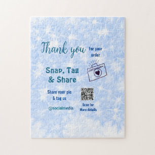 Snap tag share social media q r code glitter blue jigsaw puzzle