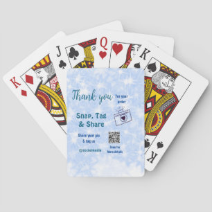 Snap tag share social media q r code glitter blue playing cards