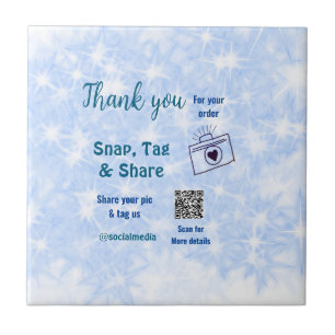 Snap tag share social media q r code glitter blue tile