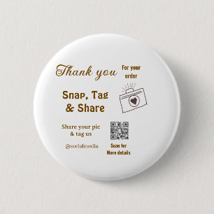 Snap tag share social media q r code glitter pink  6 cm round badge