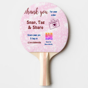 Snap tag share social media q r code glitter pink  ping pong paddle