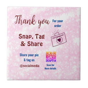 Snap tag share social media q r code glitter pink tile