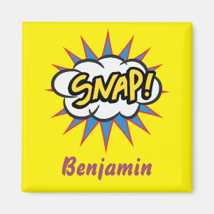 Snap yellow comic book fun magnet