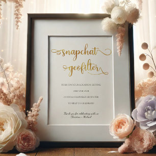 Snapchat geofilter gold white Wedding Sign