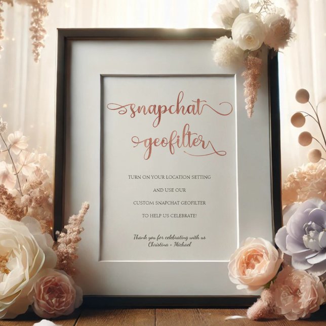 Snapchat geofilter rose gold white Wedding Sign (Creator Uploaded)