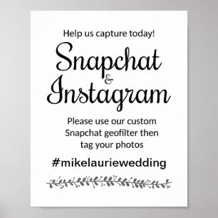Snapchat Instagram Hashtag Wedding Sign -Rochester