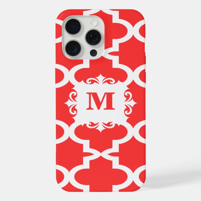 Snapdragon Coral Moroccan Tile Personalised iPhone Case (Back)