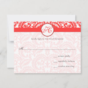 Snapdragon Coral Wedding RSVP Card