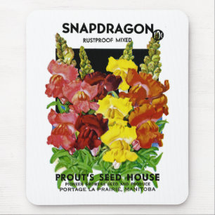Snapdragon Vintage Seed Packet Mouse Mat