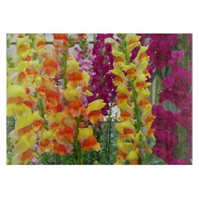 Snapdragons Colourful Floral Cutting Board (Front)