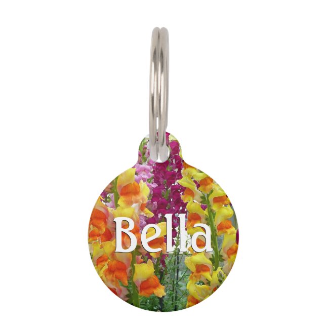 Snapdragons Colourful Floral Pet Tag (Front)