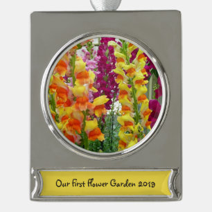 Snapdragons Colourful Floral Silver Plated Banner Ornament