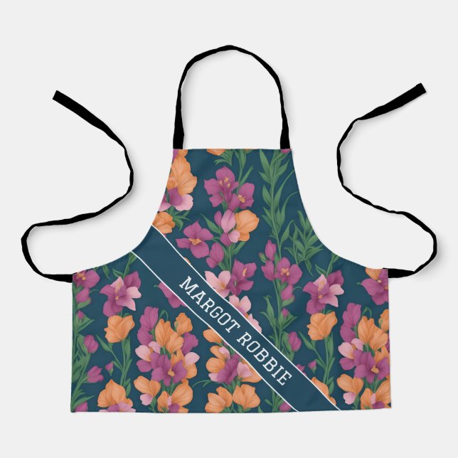 Snapdragons Rainbow Colourful Personalised Pattern Apron (Front)