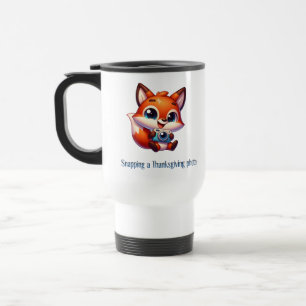 Snapping A Thanksgiving Photo Cute Fox Travel Mug