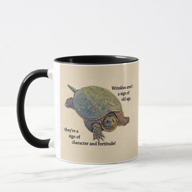 Snapping Turtle Wrinkled Old Age Wisdom Mug (Left)