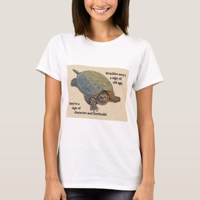 Snapping Turtle Wrinkled Old Age Wisdom T-Shirt (Front)