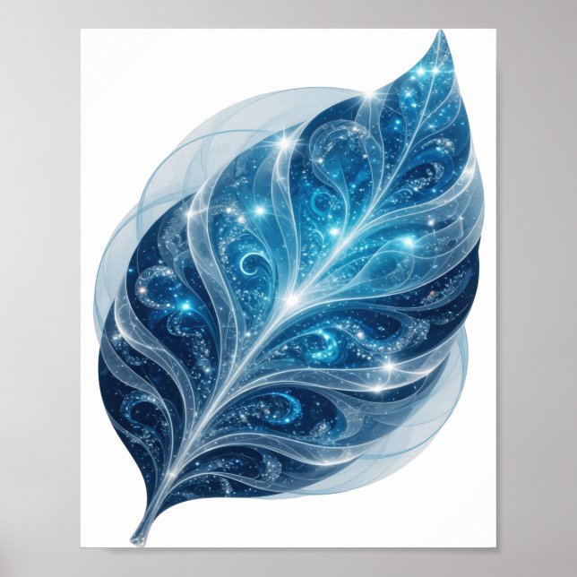 Snappy Blue BLUE ICE LEAF Text Design Poster (Front)