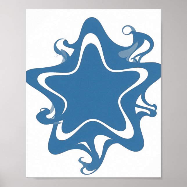Snappy Blue BLUE STAR Statement Design Poster (Front)