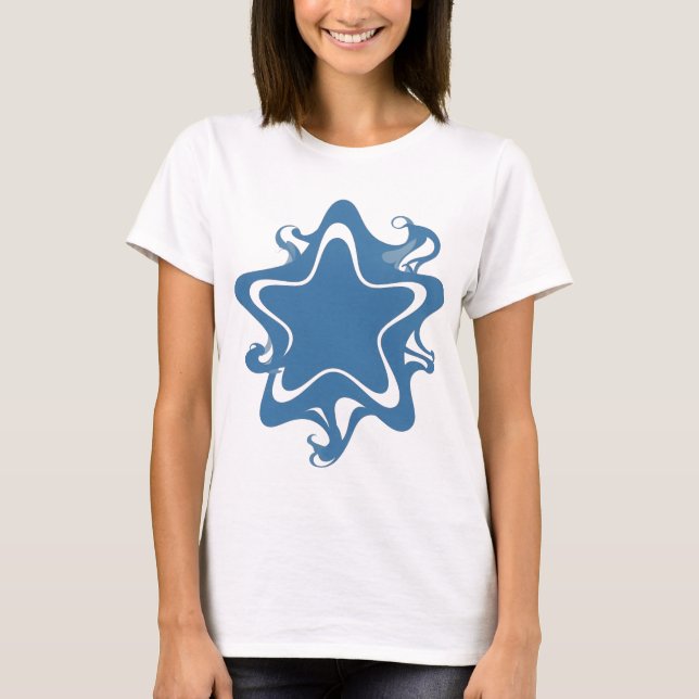 Snappy Blue BLUE STAR Statement Design T-Shirt (Front)