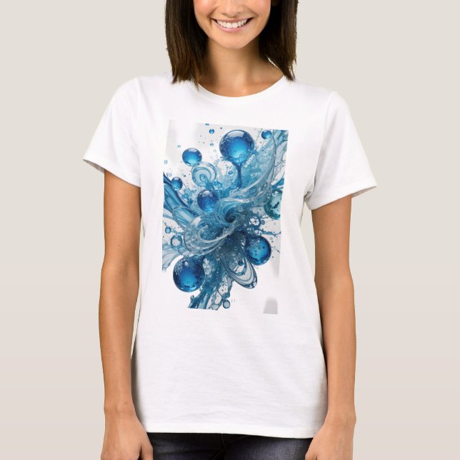 Snappy Blue WATER DRIP Print T-Shirt (Front)