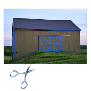 Snappy Brown Barn with Two Outlined Blue Xs Tissue Paper