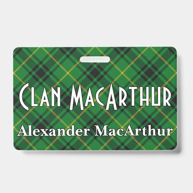 Snappy Clan Arthur MacArthur Tartan ID Badge (Front)