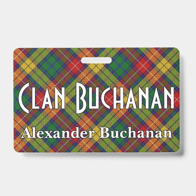 Snappy Clan Buchanan Tartan ID Badge (Front)
