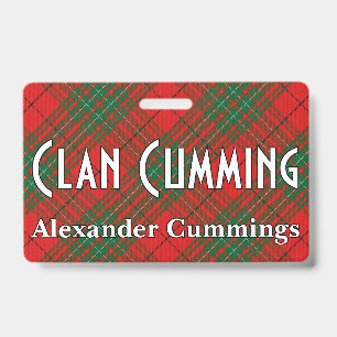 Snappy Clan Cumming Red Green Tartan ID Badge