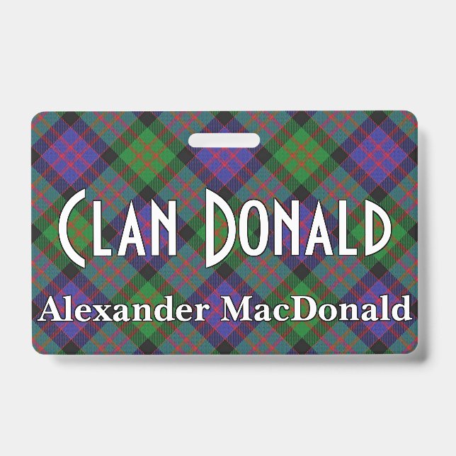 Snappy Clan Donald MacDonald Tartan ID Badge (Front)