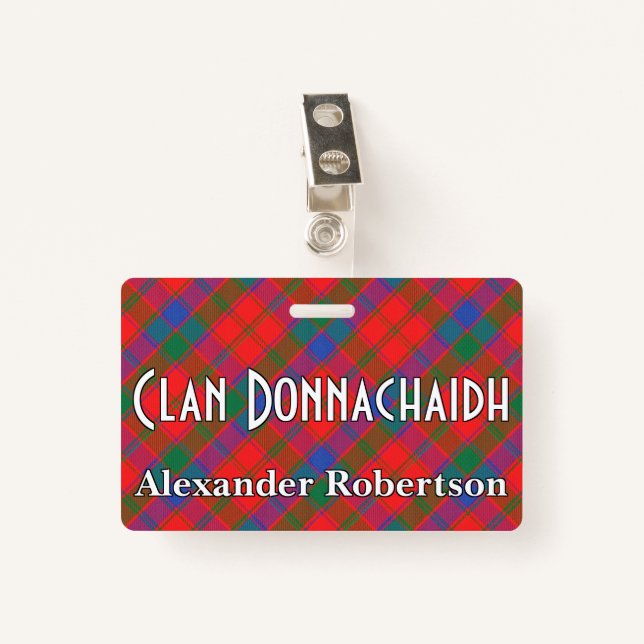 Snappy Clan Donnachaidh Robertson Tartan ID Badge (Front with Clip)