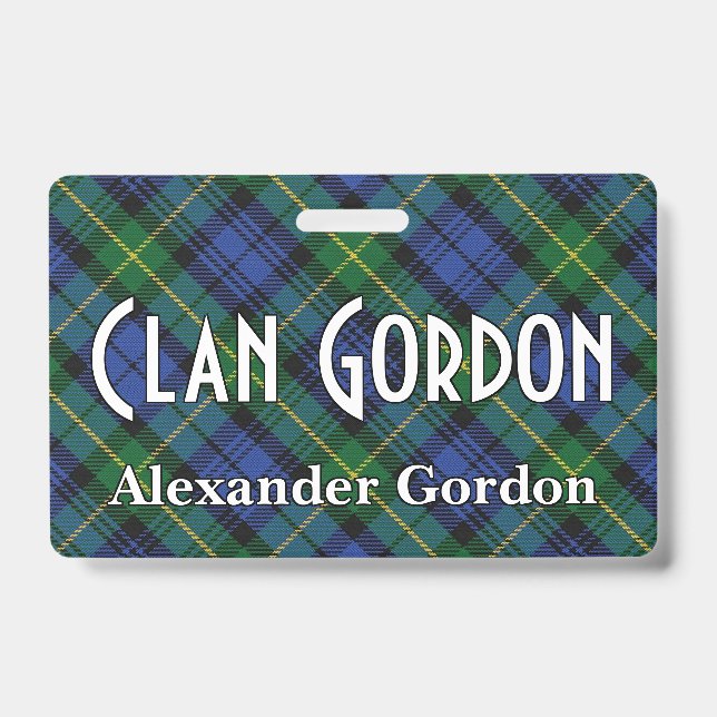 Snappy Clan Gordon Tartan ID Badge (Front)