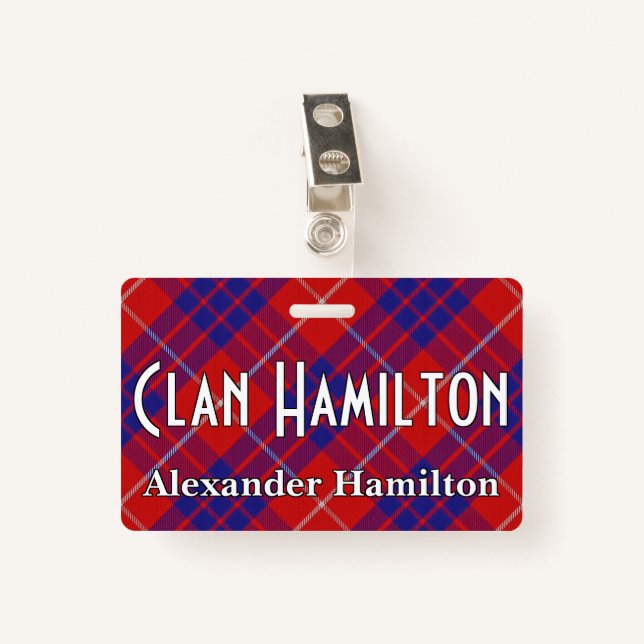 Snappy Clan Hamilton Tartan ID Badge (Front with Clip)
