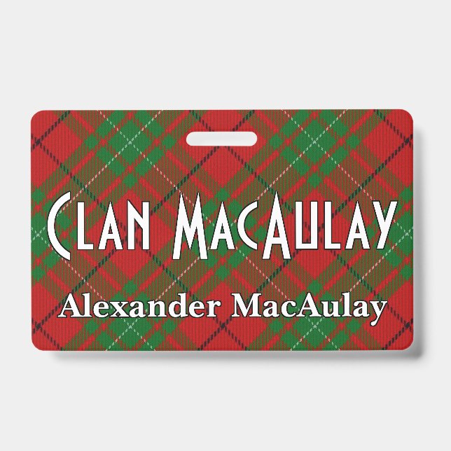Snappy Clan MacAulay Tartan ID Badge (Front)