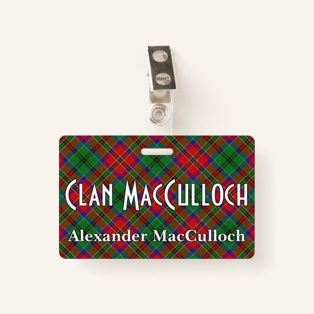 Snappy Clan MacCulloch Tartan ID Badge (Front with Clip)