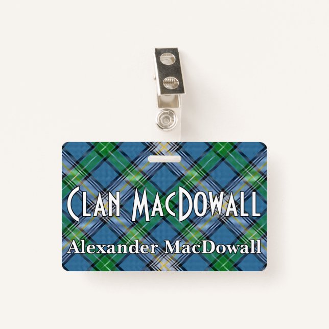 Snappy Clan MacDowall Tartan ID Badge (Front with Clip)