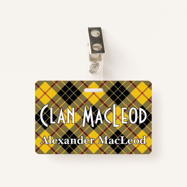 Snappy Clan MacLeod of Lewis Tartan ID Badge (Front with Clip)