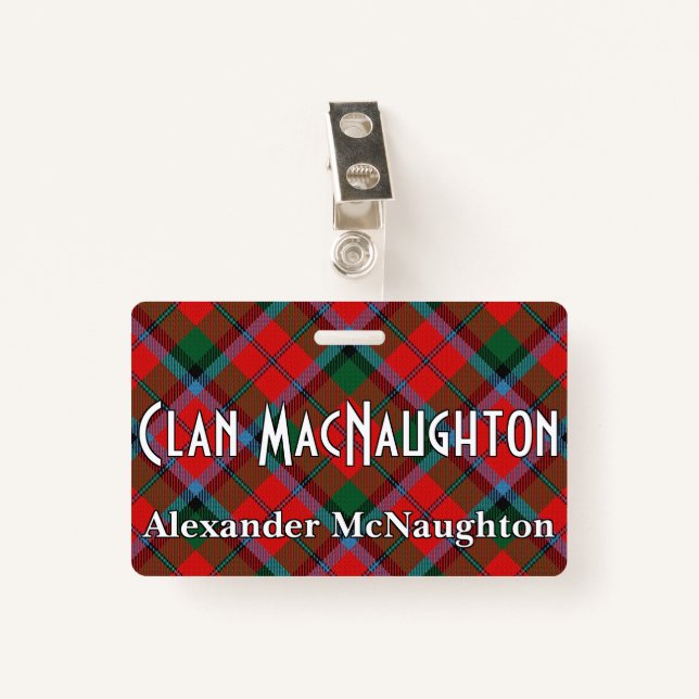 Snappy Clan MacNaughton MacNachtan Tartan ID Badge (Front with Clip)