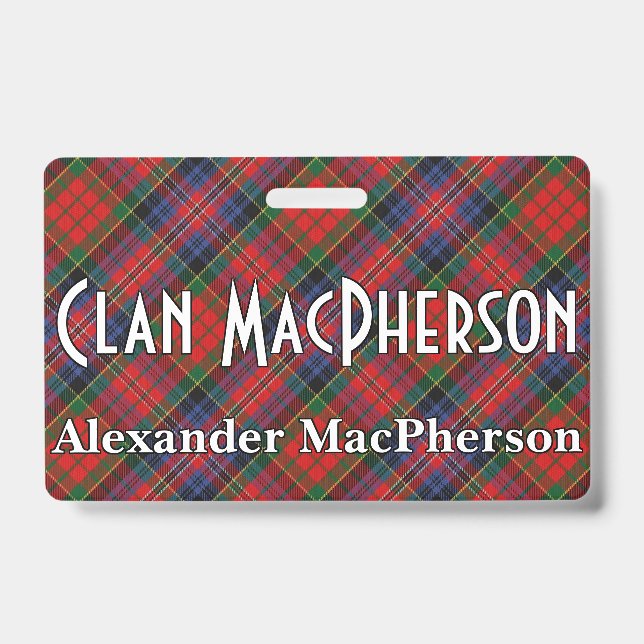 Snappy Clan MacPherson Red Tartan ID Badge (Front)