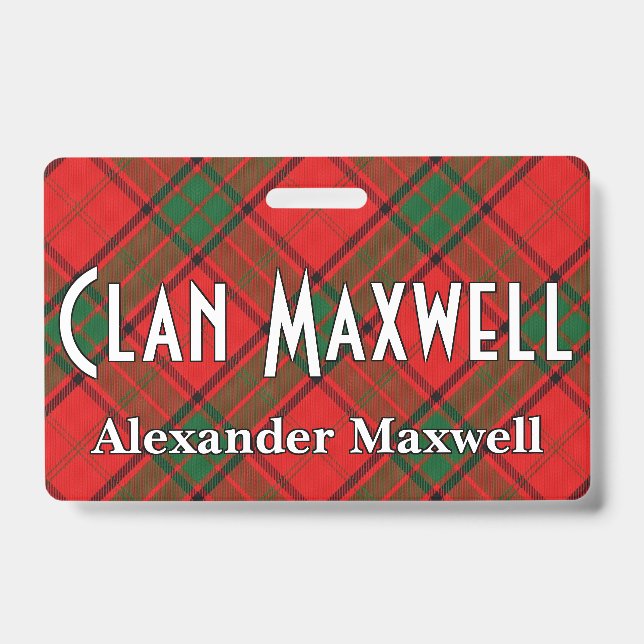 Snappy Clan Maxwell Tartan ID Badge (Front)