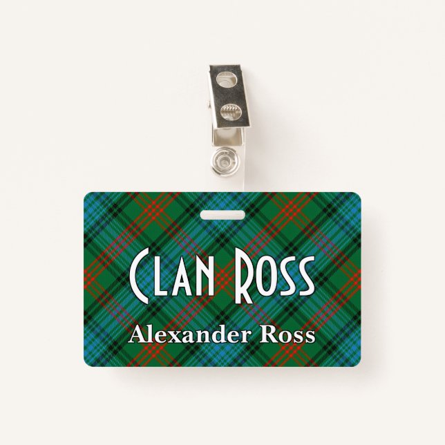 Snappy Clan Ross Tartan ID Badge (Front with Clip)
