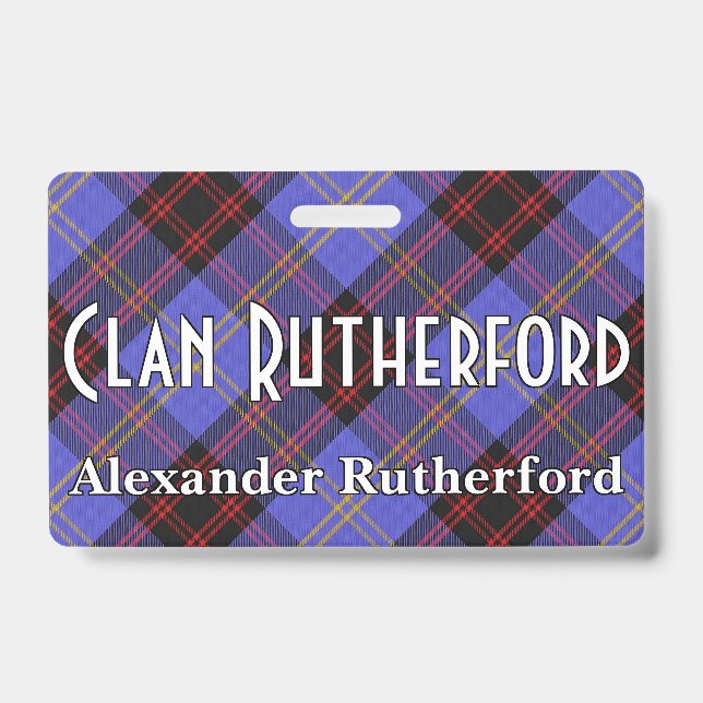 Snappy Clan Rutherford Tartan ID Badge (Front)