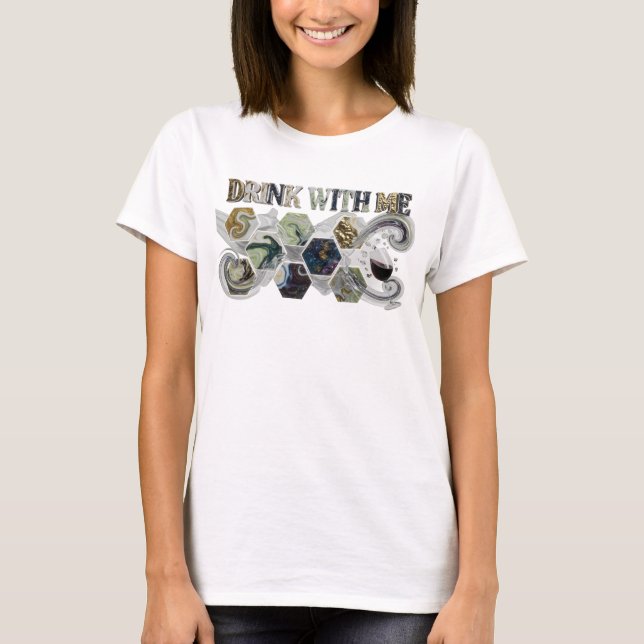Snappy Colourful DRINK WITH ME Statement Tee (Front)