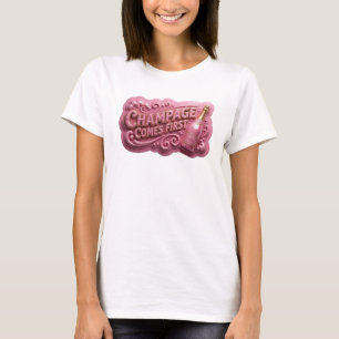Snappy Gold CHAMPAGE COMES FIRST 3D Text Art T-Shirt