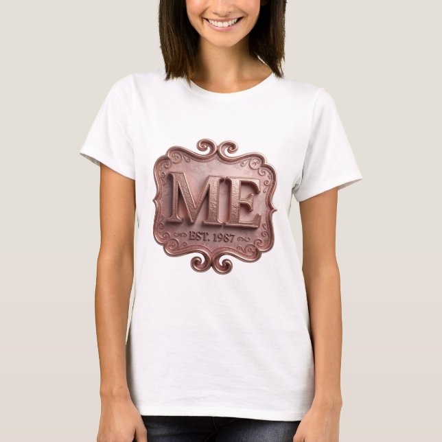 Snappy Gold ME ESTABLISHED 1987 3D Text Art T-Shirt (Front)
