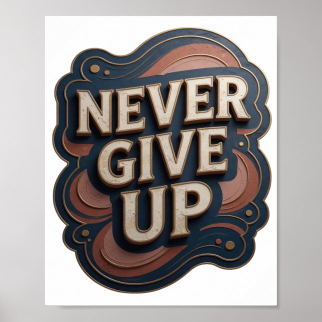 Snappy Gold NEVER GIVE UP Poster (Front)