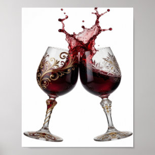 Snappy Gold WINE GLASSES Text Design Poster