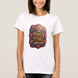 Snappy Gold YOGA TIME Artistic Motif T-Shirt