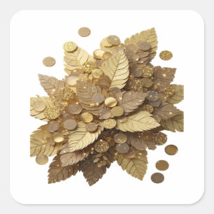 Snappy Grey GOLDEN LEAVES AND COINS Sticker Motif